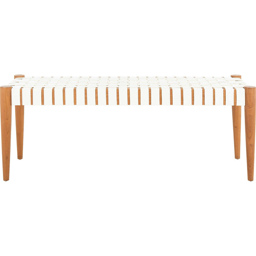 Amalia Leather Weave Bench