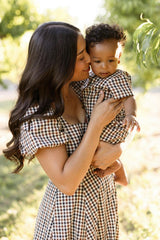 Baby Boy Trevor Romper in Chestnut Gingham