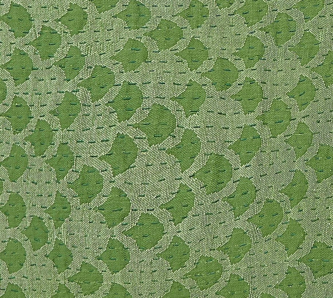 Artisan Hand Loomed Cotton Lumbar Pillow - Green Ginkgo - 16