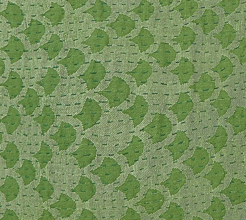 Artisan Hand Loomed Cotton Table Runner - Green Ginkgo - 18"x96"