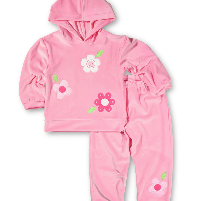 Velour Hoodie With Flowers