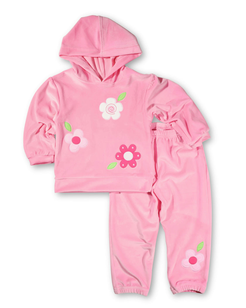 Velour Hoodie With Flowers