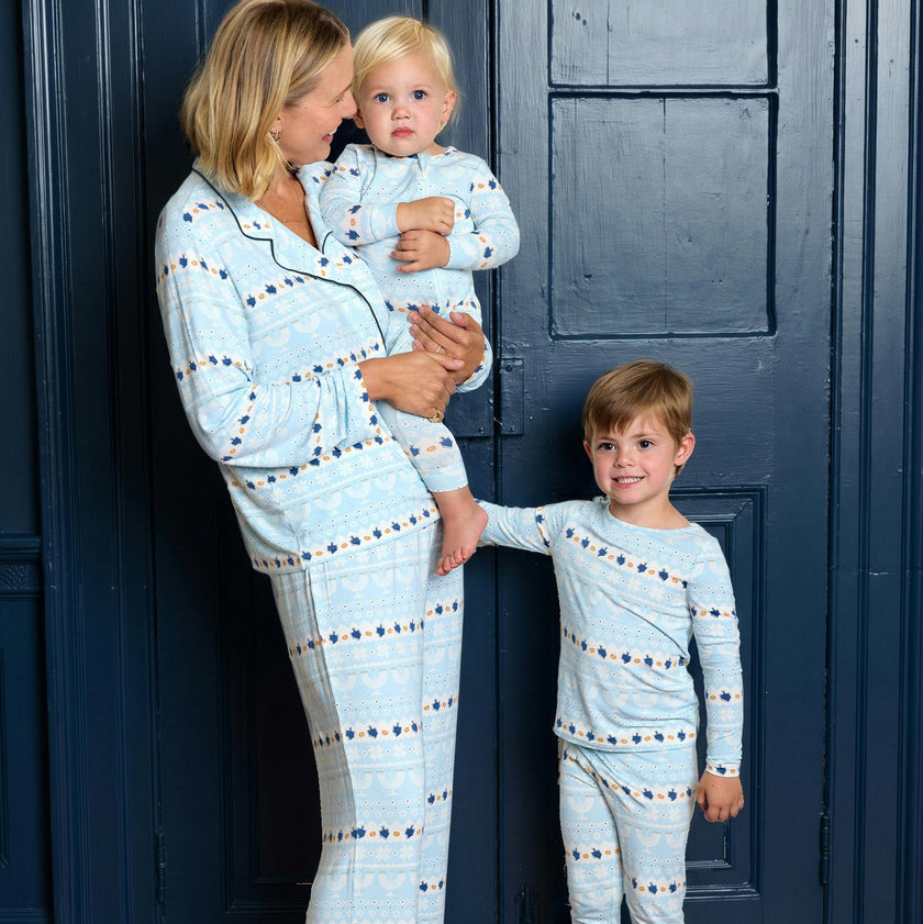 Kids Bamboo PJ Set - Hanukkah Fair Isle