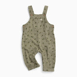 Green Corduroy Acorn Print Overalls