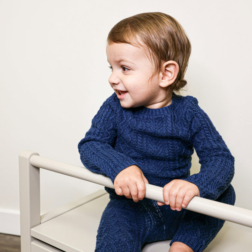Marled Multi Knit Crew Neck Sweater & Pant 2-Piece Set
