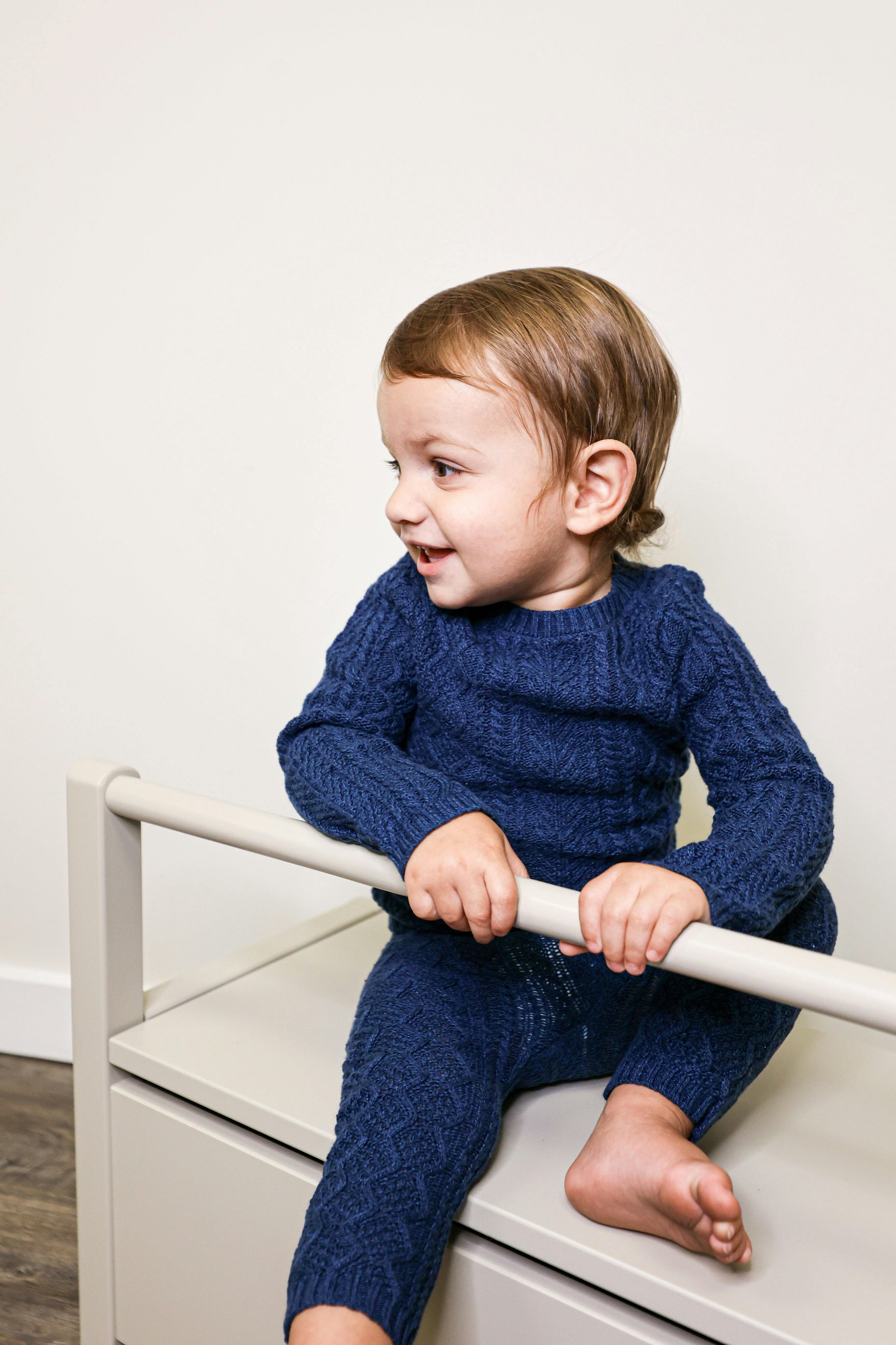 Marled Multi Knit Crew Neck Sweater & Pant 2-Piece Set