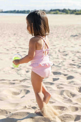 Stripe Seersucker Swimsuit with Flower