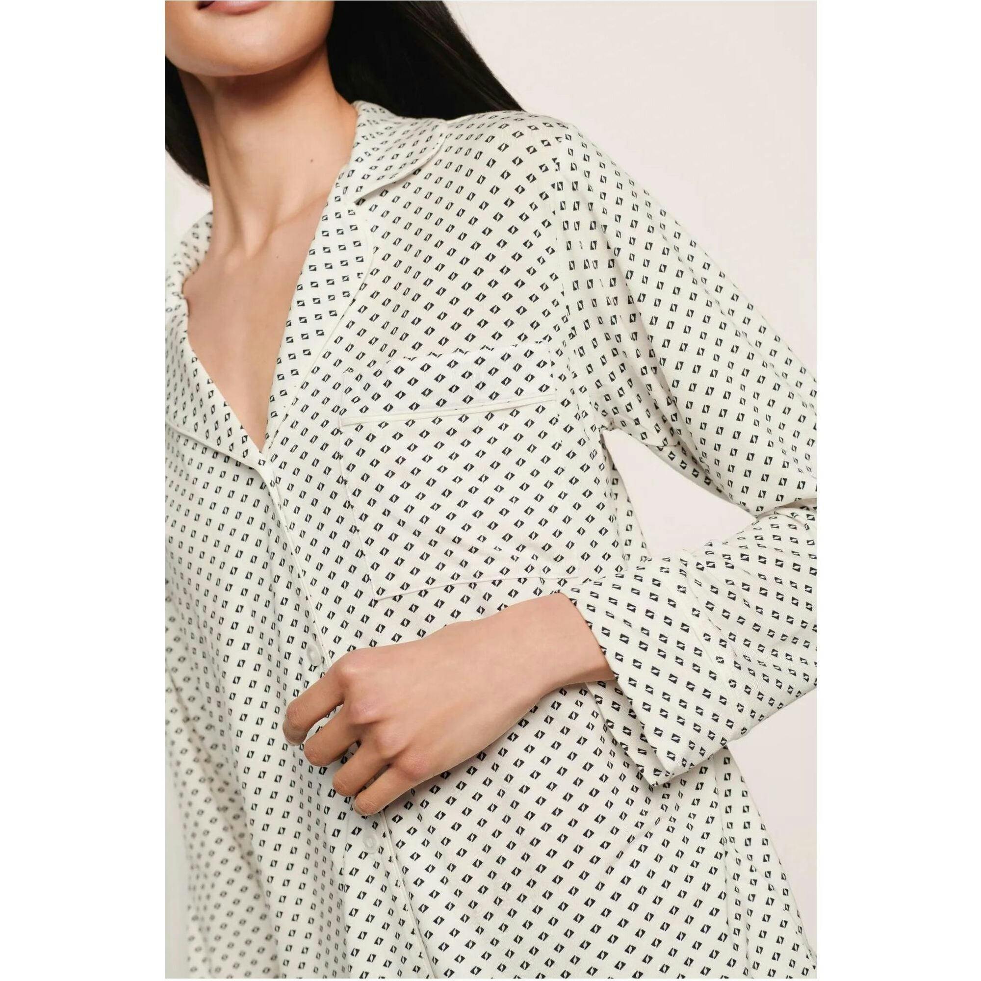 Gisele Printed TENCEL™ Modal Long PJ Set, White