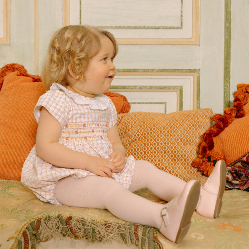 Zita Yellow Tartan Smocked Bubble