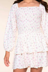 Simply Soft Long Sleeve Smocked Ruffle Skirt Dress