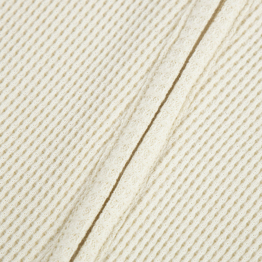 Vanilla Waffle Zipper Footed Romper