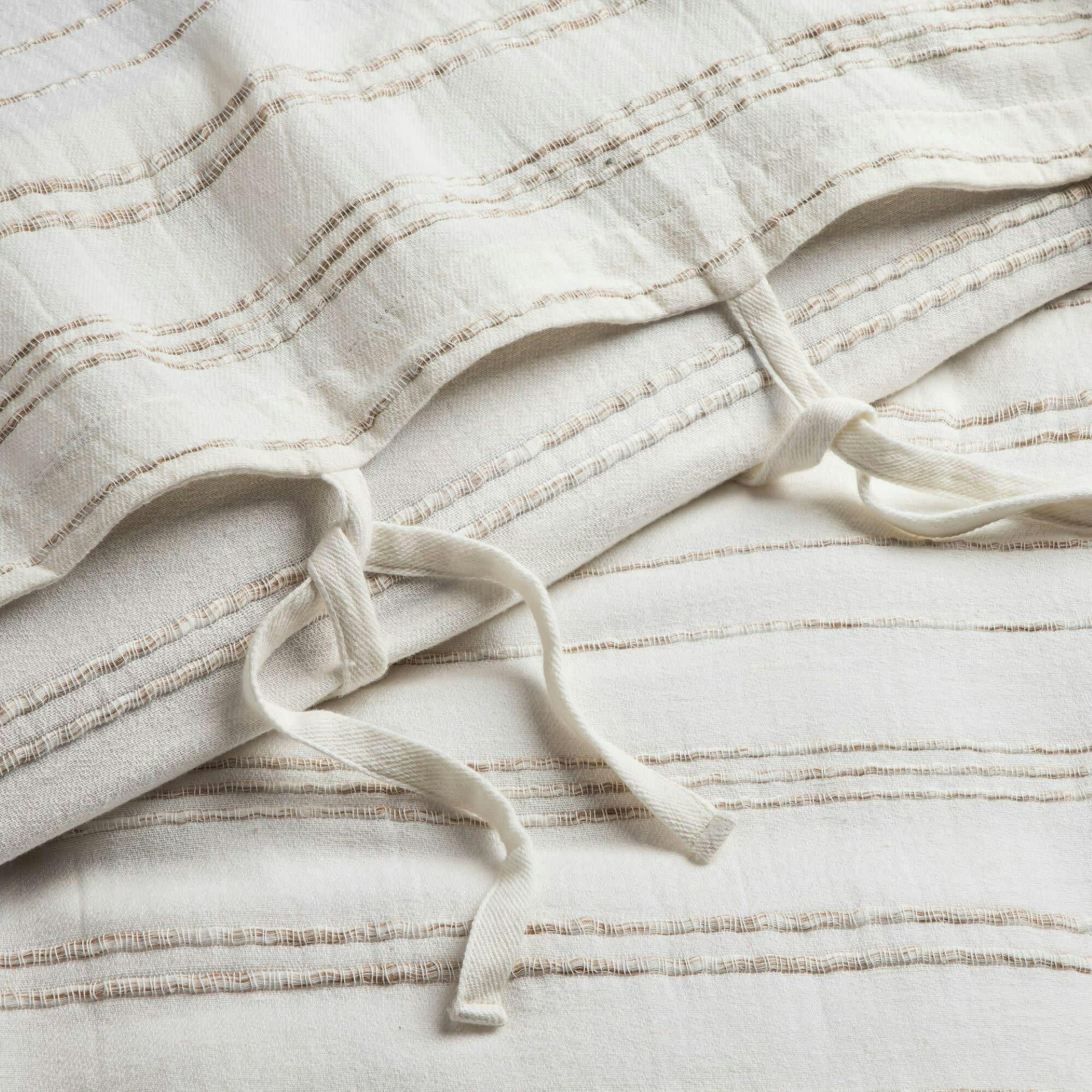 White & Beige Stripe Duvet Cover, White