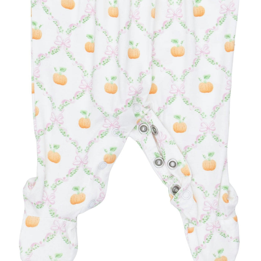 Pretty Pumpkin Trellis - Smocked Peter Pan Snap Footie
