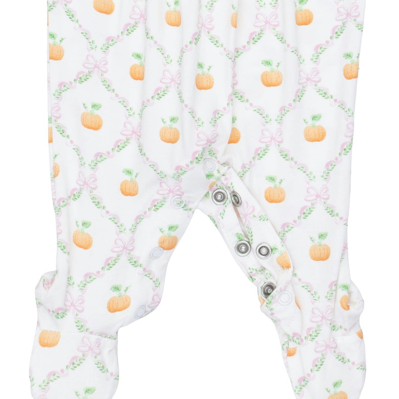 Pretty Pumpkin Trellis - Smocked Peter Pan Snap Footie