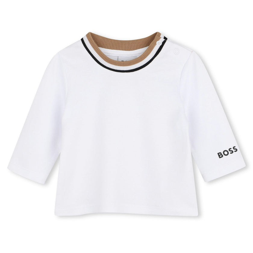 Beige Logo Baby Overall Set