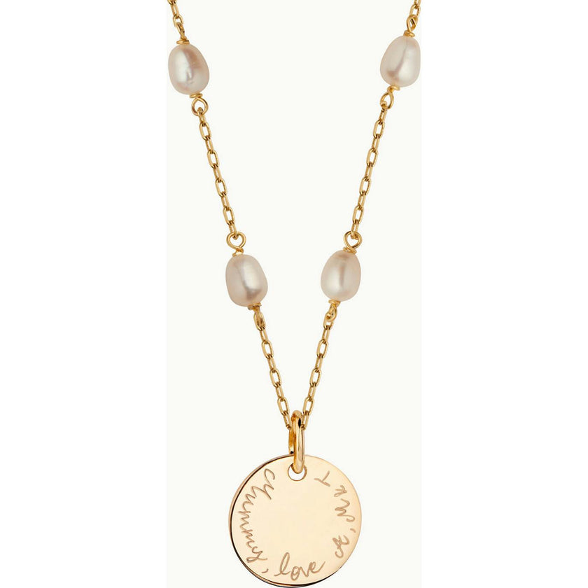 Personalized Pearl Chain Necklace, 14k Gold Plated