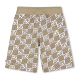 Hugo Kids Beige Shorts for Boys with All-Over Logo Print
