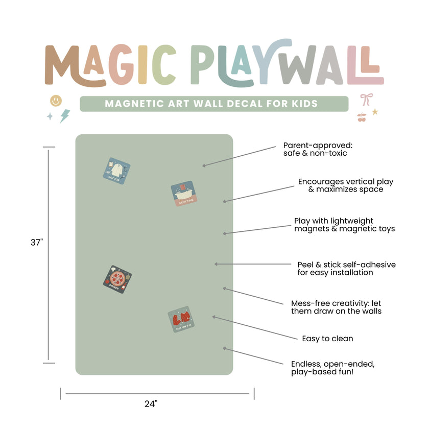 Magic Playwall - Rectangle Magnetic Wall Decal for Kids