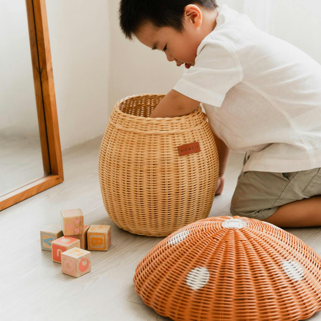 Mushroom Handcrafted Rattan Storage Basket - Wicker