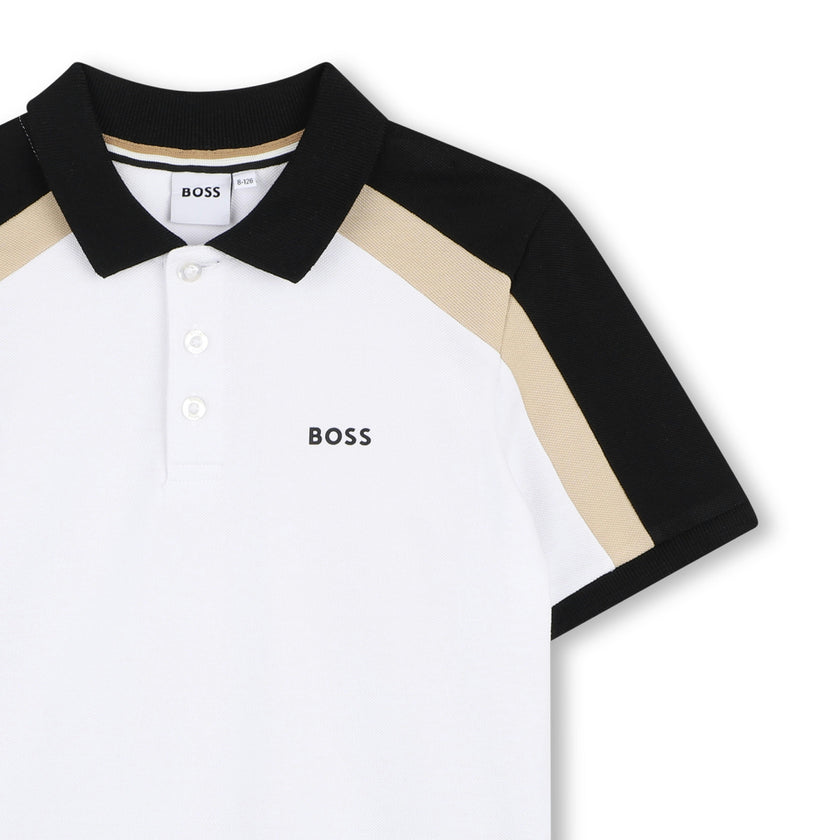 White Color-Block Polo