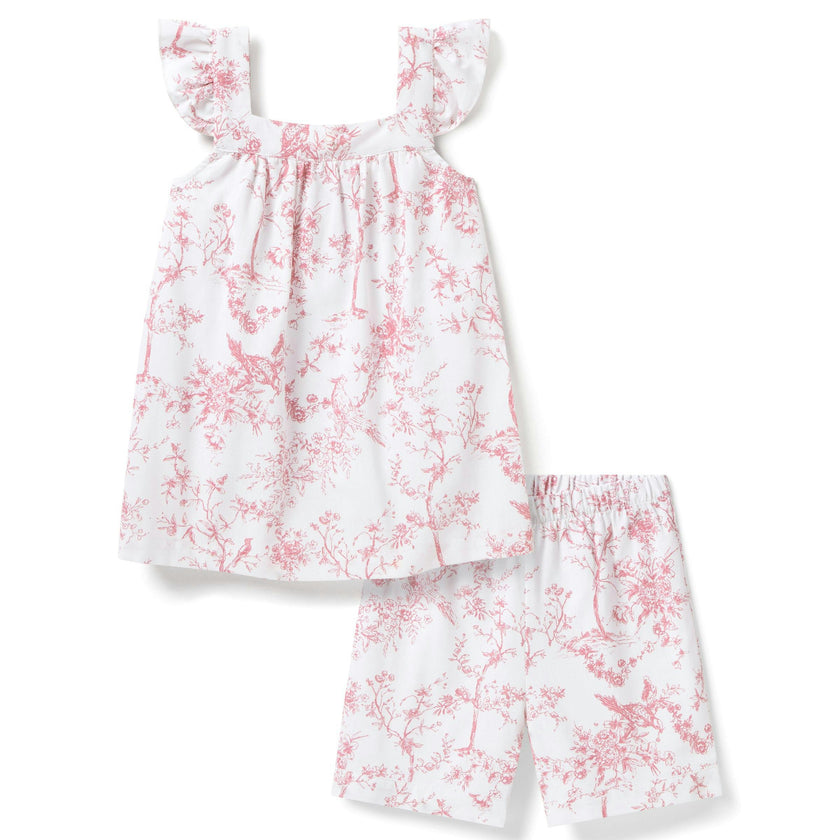 Girl's Twill Clara Short Set in Pink Timeless Toile