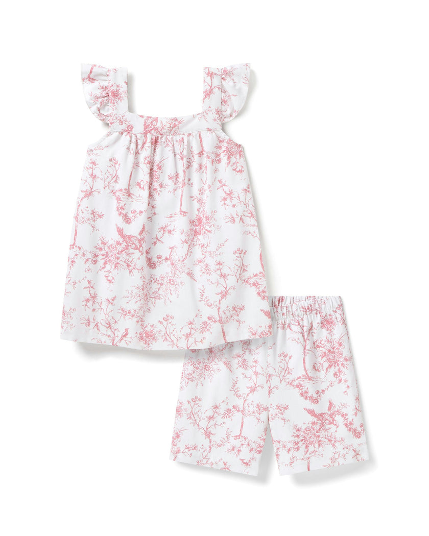 Girl's Twill Clara Short Set in Pink Timeless Toile