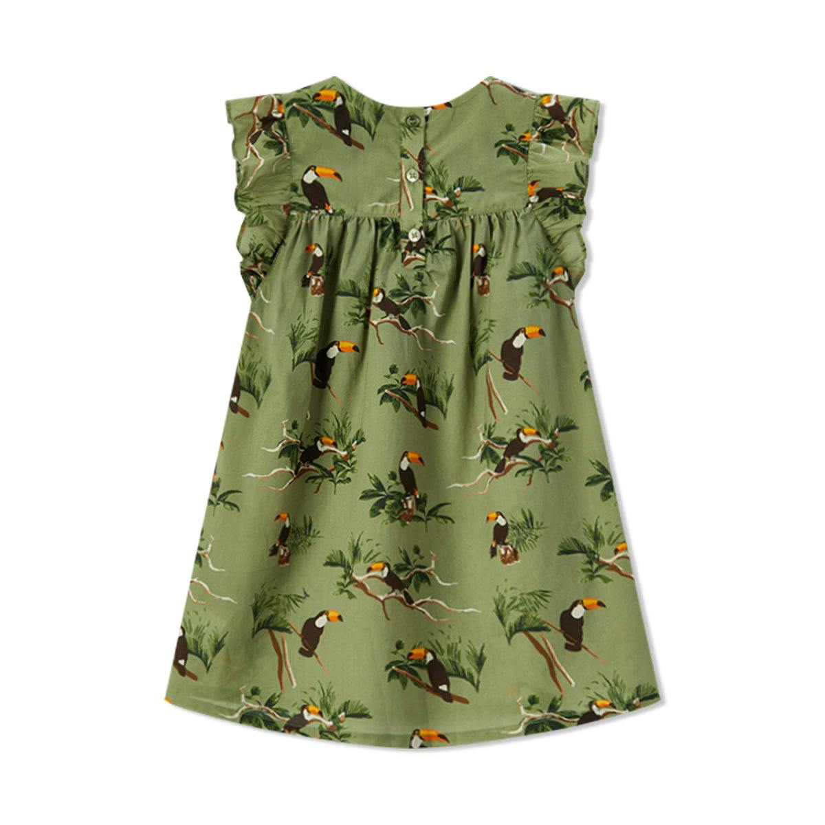 Toucan Butterfly Ruffle Dress
