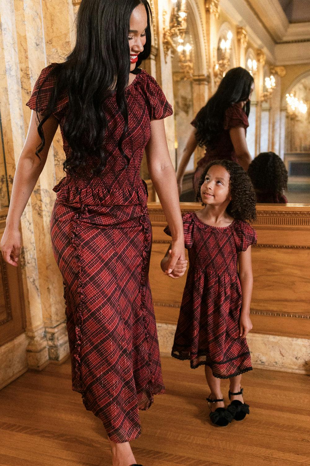 Annalise Top in Garnet Tinsel Plaid