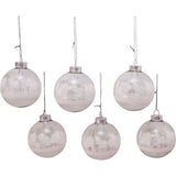 80MM Clear with White Tree Design Glass Ball Ornaments