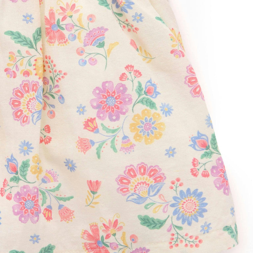 Linen Blend Dress & Headband Mexican Floral