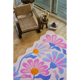 Lavender Base Purple Floral Wavy Rug by Jessica Miller