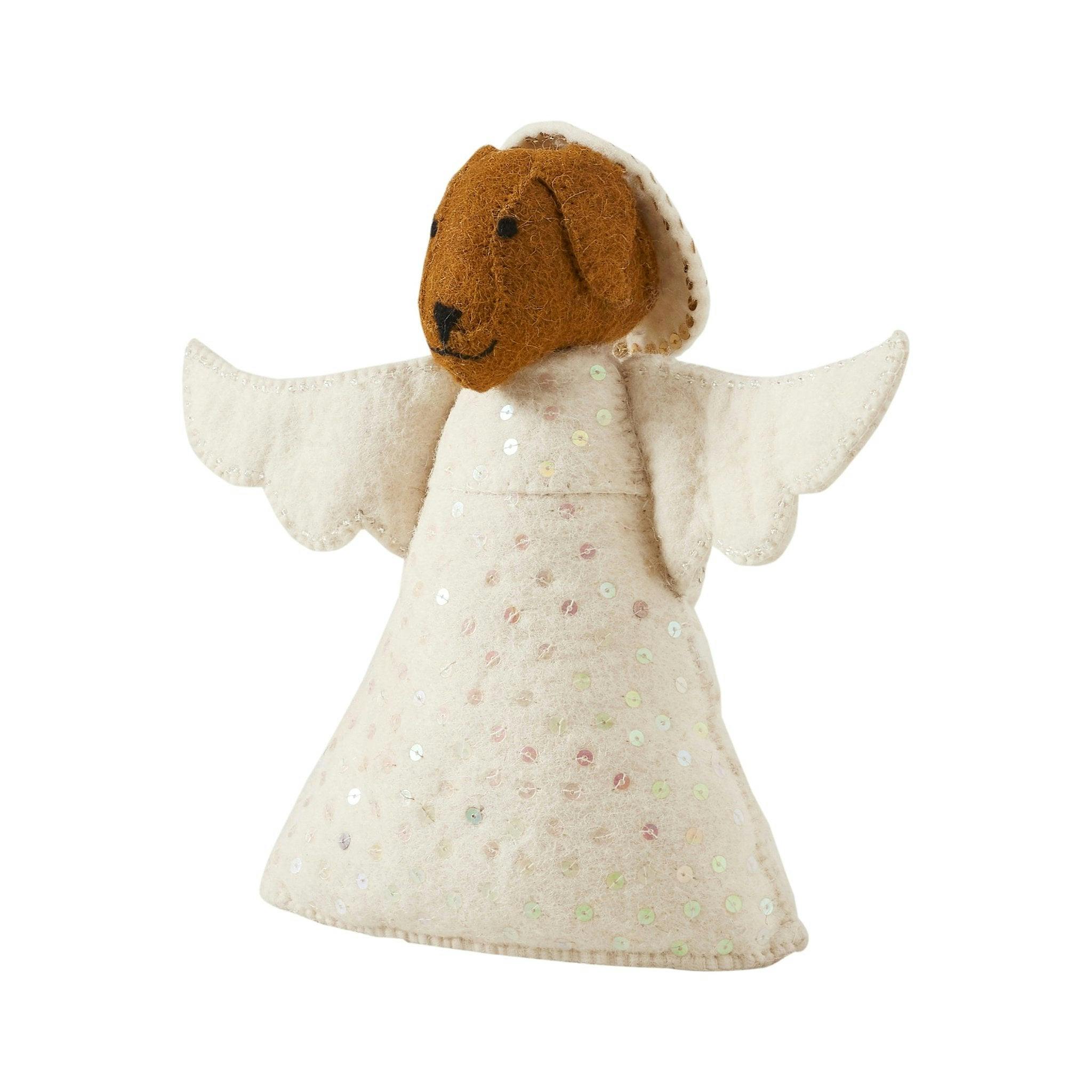 Brown Dog Angel Handmade Felt Christmas Tree Topper