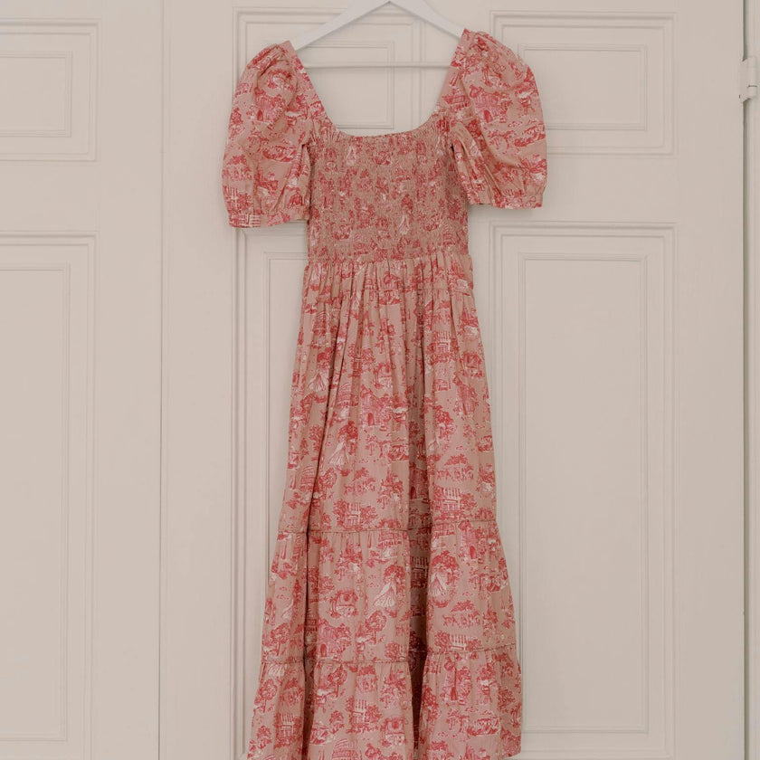 Nicky Hilton x La Coqueta Pink Toile de Jouy London Women Long Dress