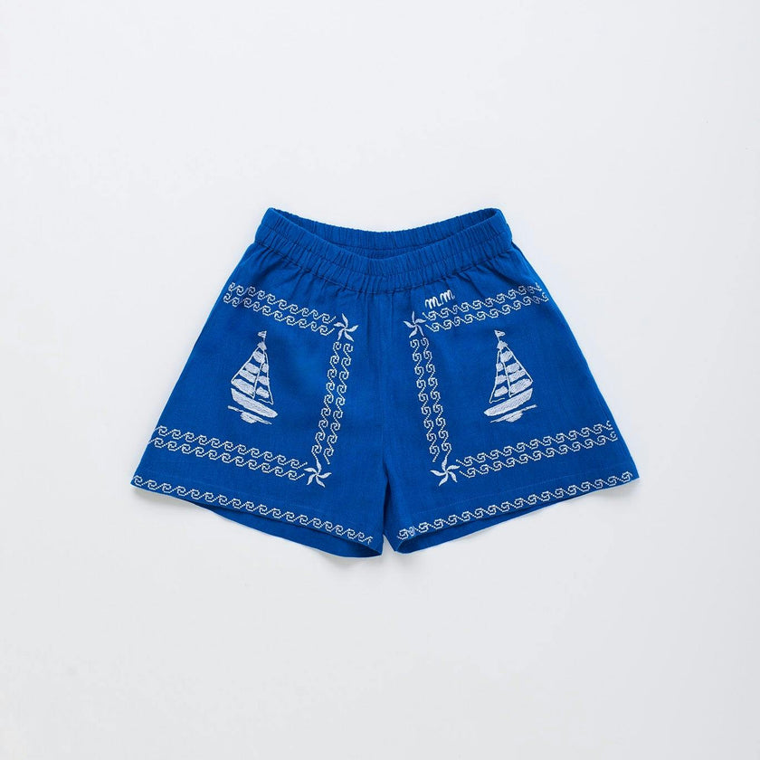BARCOS EMBROIDERED SHORTS BLUE