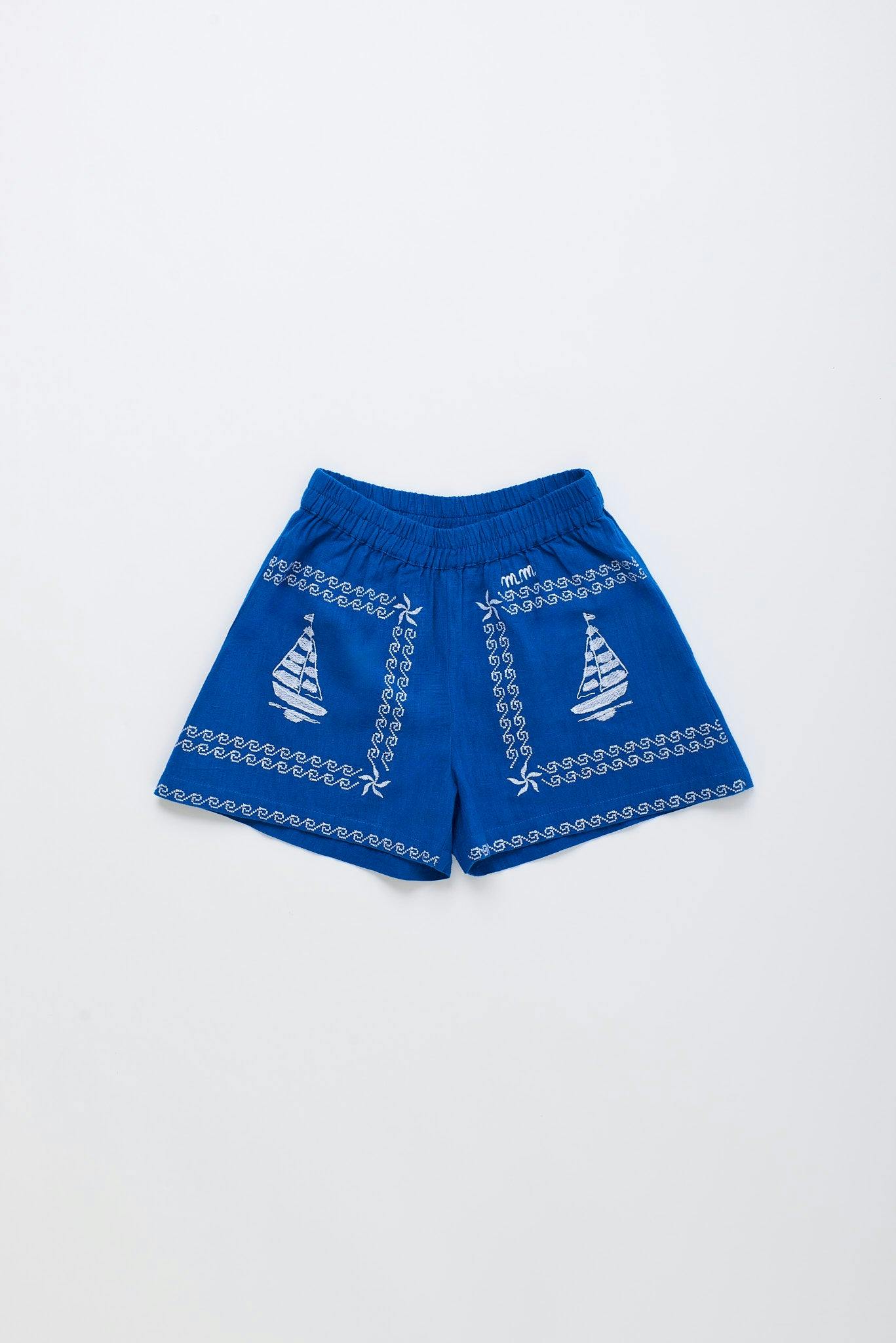 BARCOS EMBROIDERED SHORTS BLUE