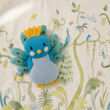 Children's Gift Set: Tropical Chinoiserie Swim Poncho and Violet the Peacock Knit Doll