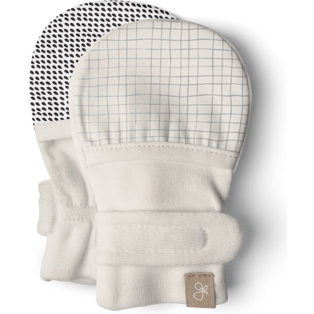 STAY ON 2-PACK MITTS | STORM GRAY + GRIDLOCK — Bamboo Organic Cotton Blend, 0–6M