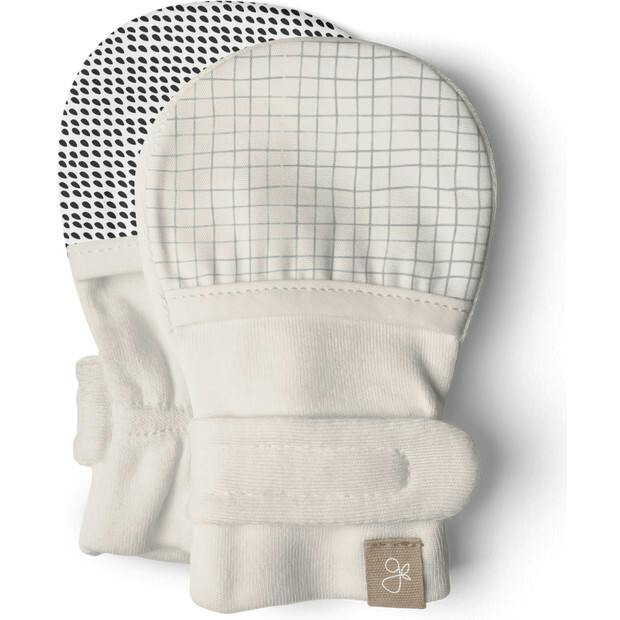 STAY ON 2-PACK MITTS | STORM GRAY + GRIDLOCK — Bamboo Organic Cotton Blend, 0–6M
