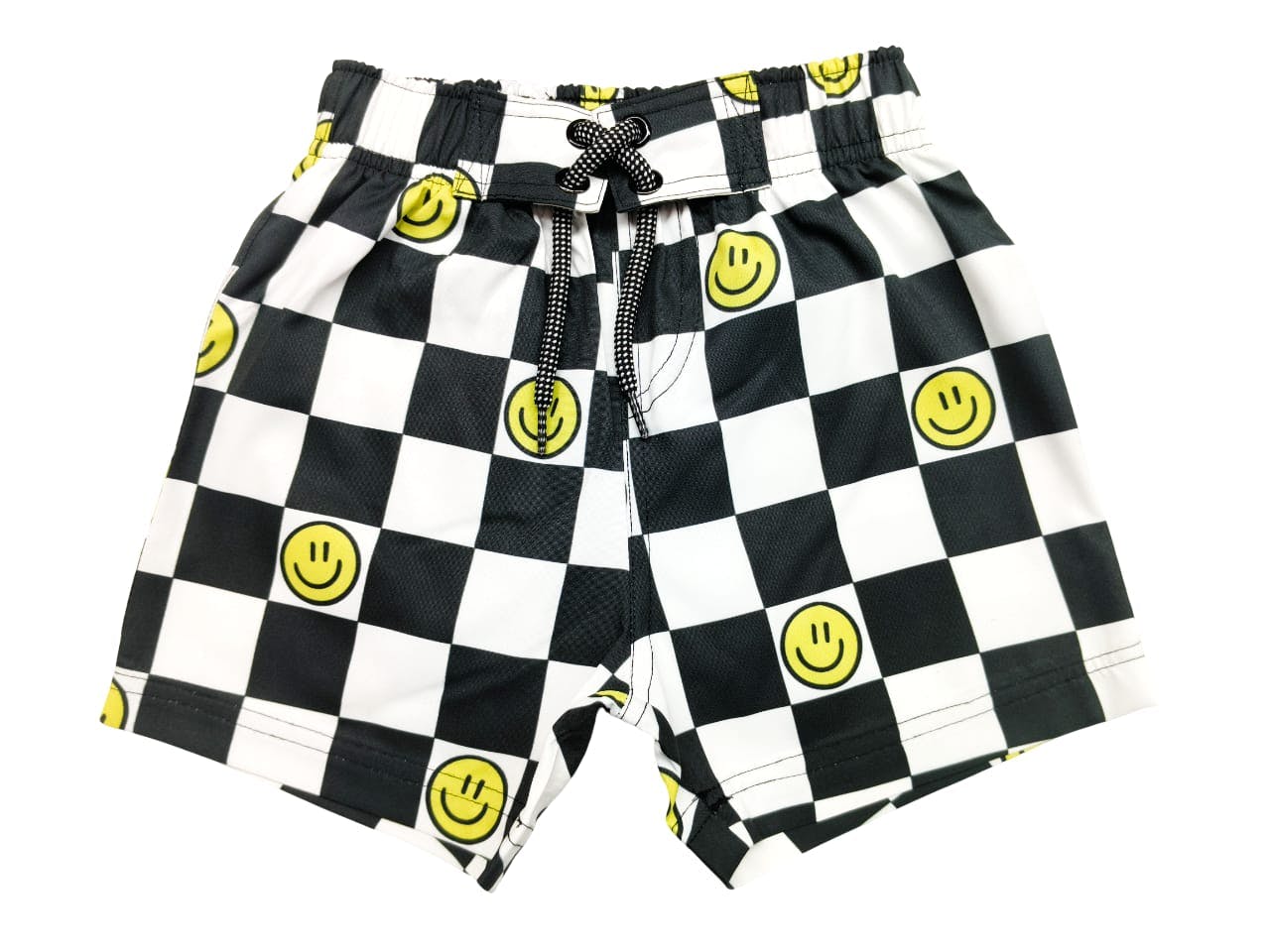 Kids Swim Board Shorts - Check Smile