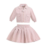 Light Pink Corduroy Skirt Set