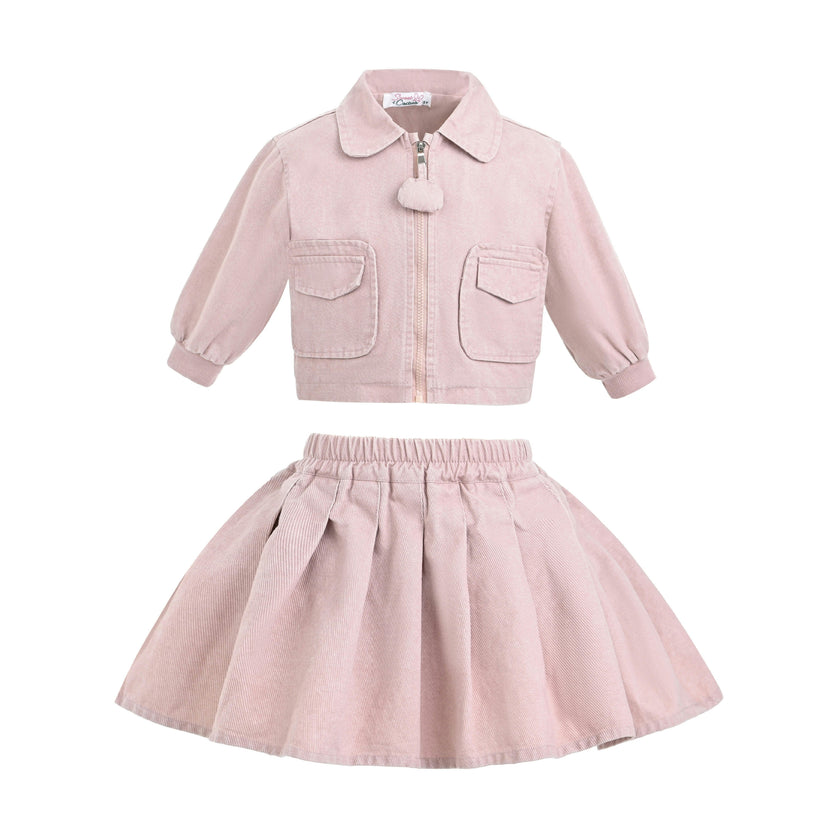 Light Pink Corduroy Skirt Set