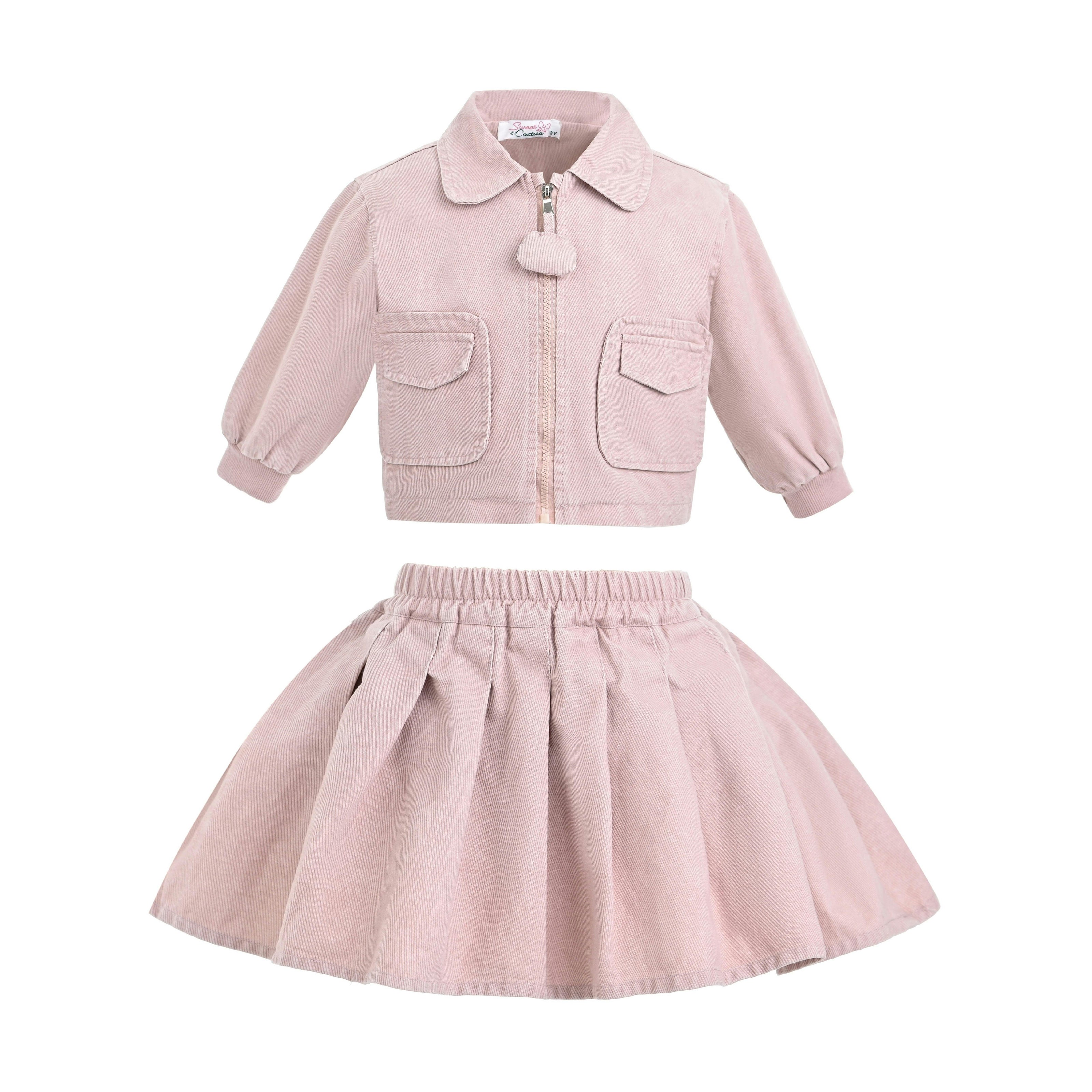 Light Pink Corduroy Skirt Set