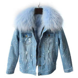 Women’s Ombre Fur Denim Jacket Grey