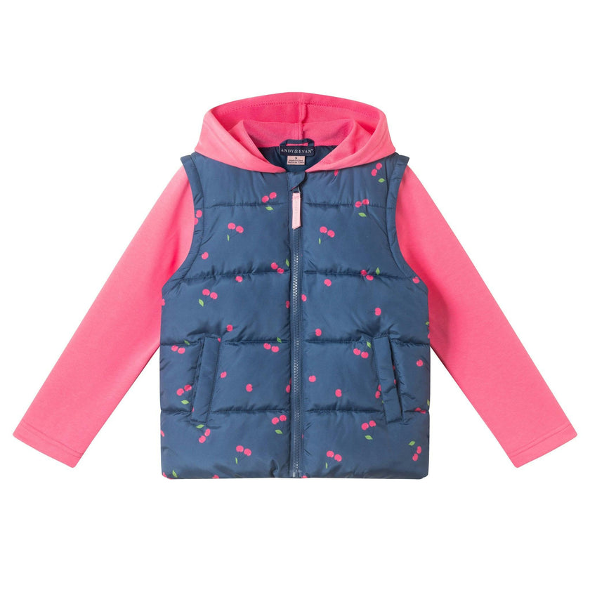 Hooded Puffer Vest | Navy Cherry
