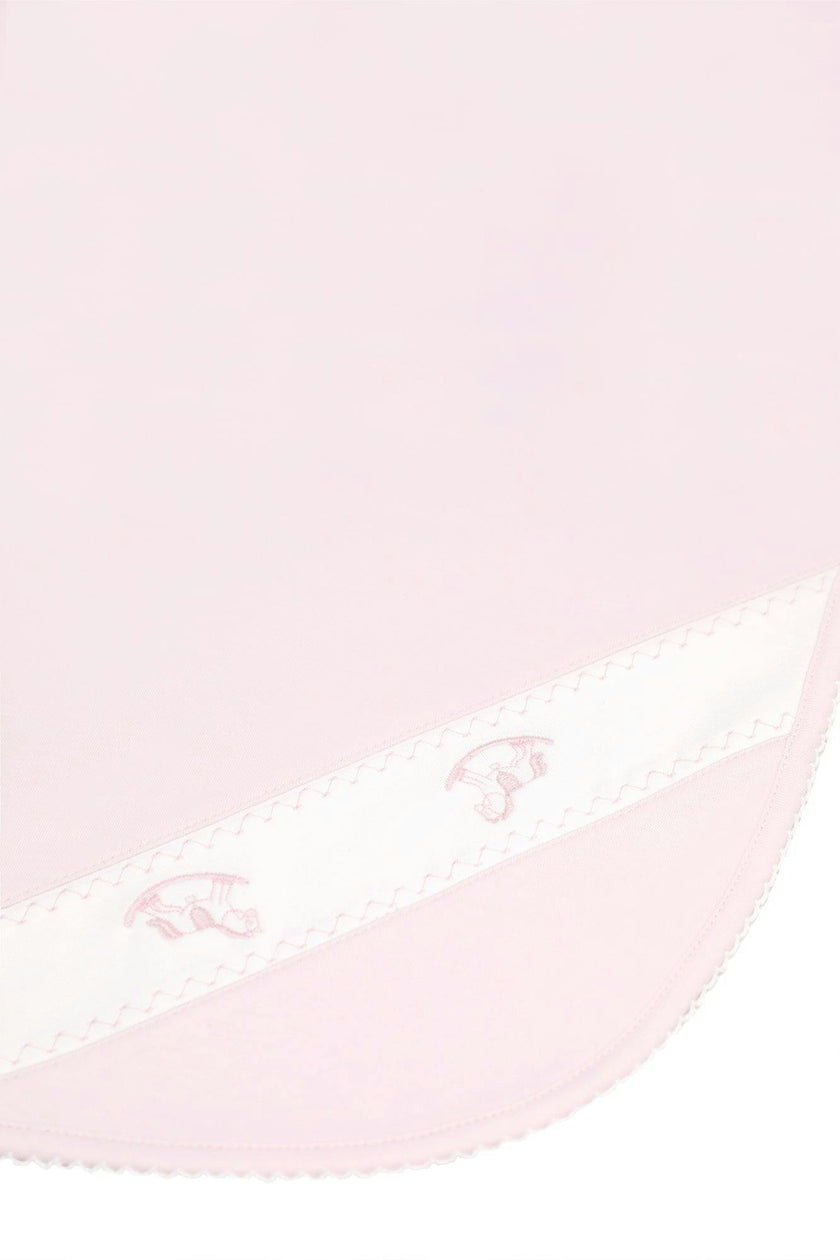 Pink Rocking Horse Embroidered Blanket