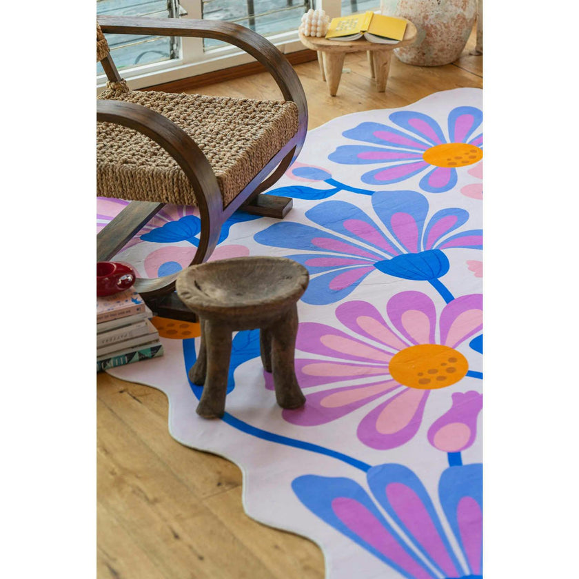 Lavender Base Purple Floral Wavy Rug by Jessica Miller