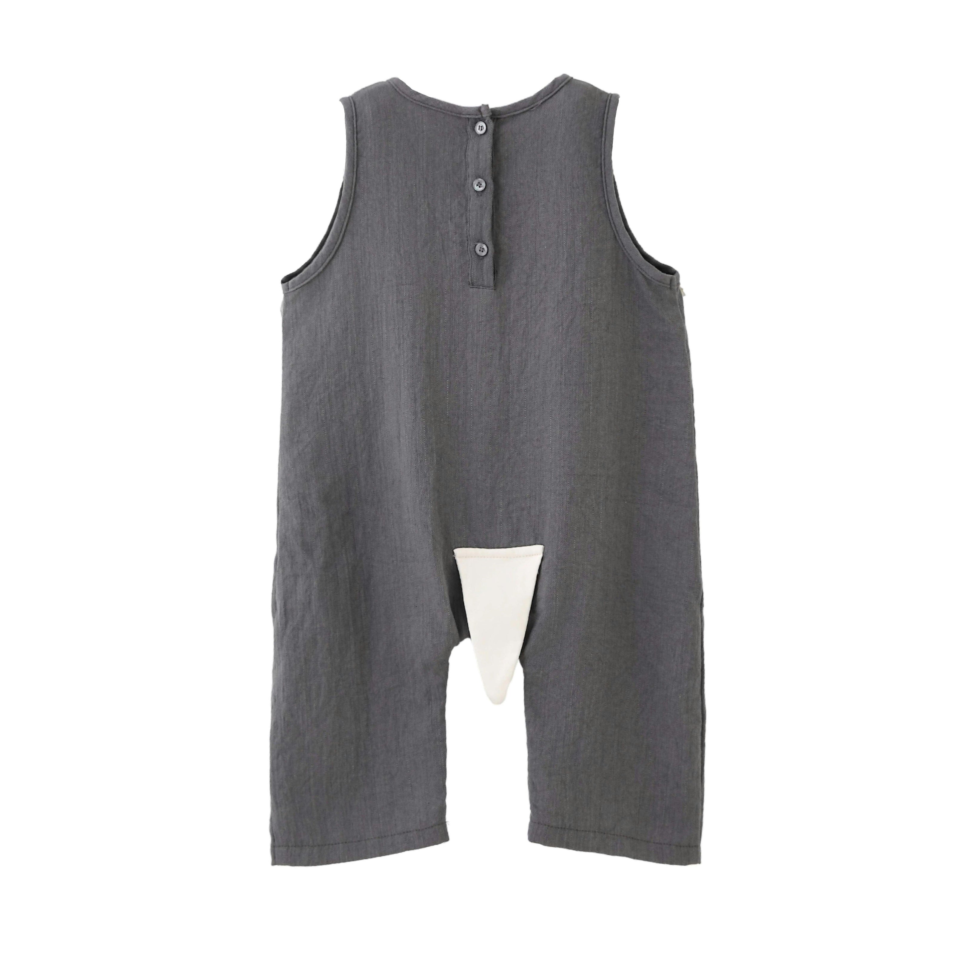 Gray Animal Pocket Romper