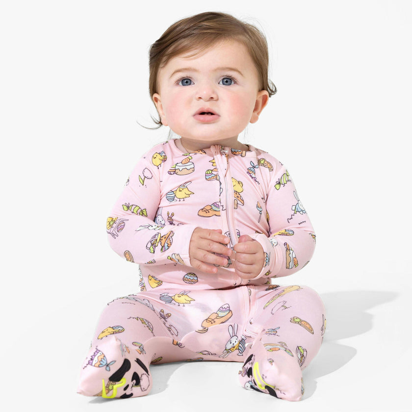 Easter Pink Bamboo Convertible Footie