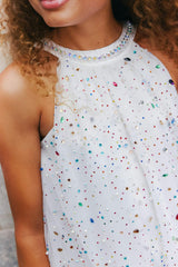 Rainbow Crystal Gem Halter Neck Sleeveless Dress