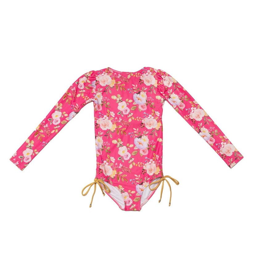 Long Sleeve One Piece Swimsuit with Side Ties